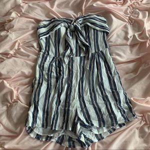 Lulus Strapless Tie Front Nautical Striped Romper